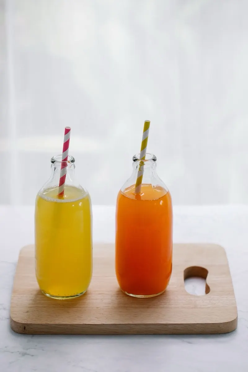 Two bottles of fruit juice