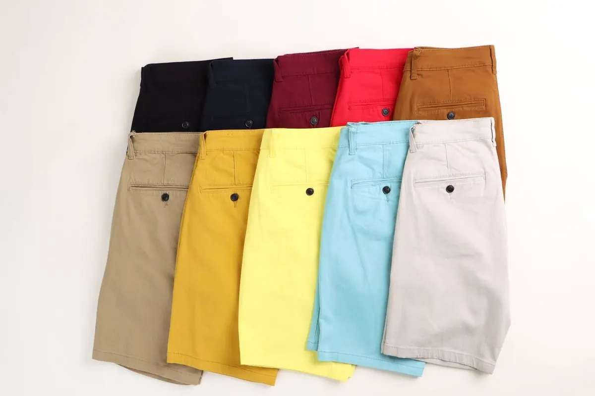 Quần soóc nam chinos nhiều màu xếp phẳng