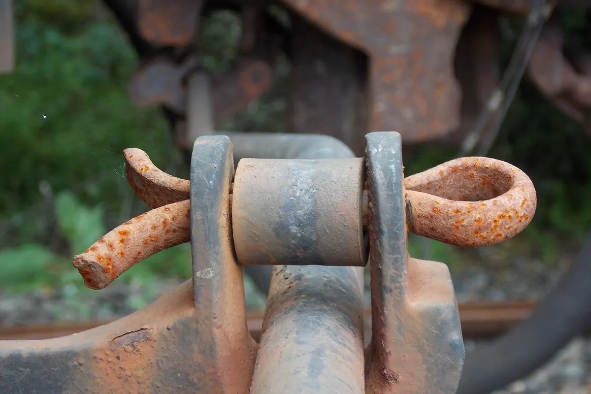 Rusty cotter pin through a steel coupling