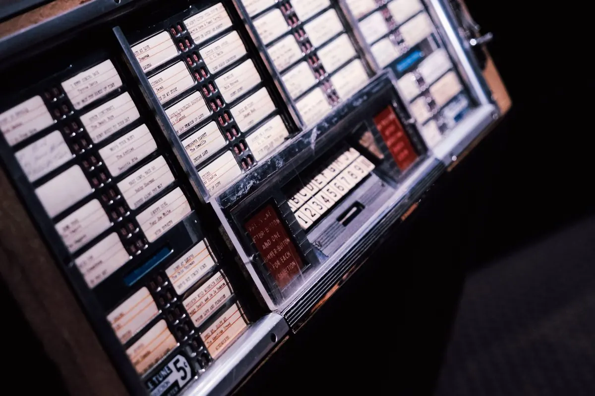 Vintage jukebox with its song selection panel