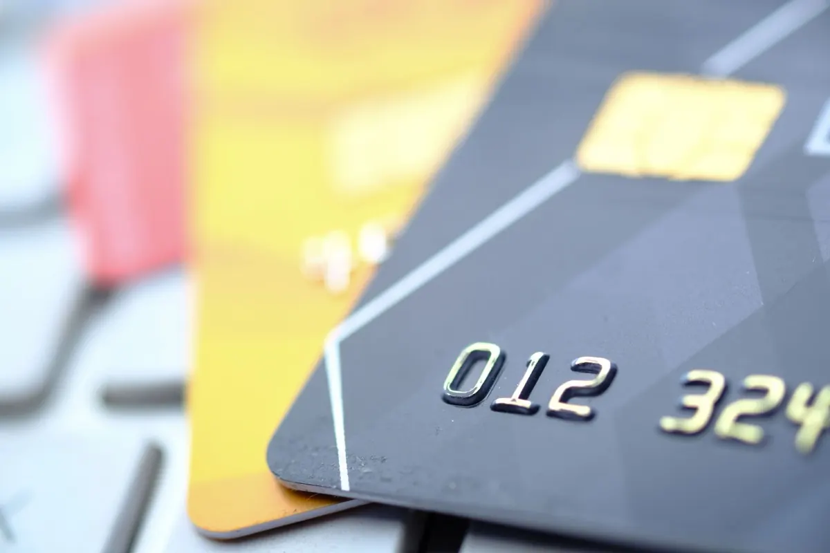 Close-up of a chip on a plastic card