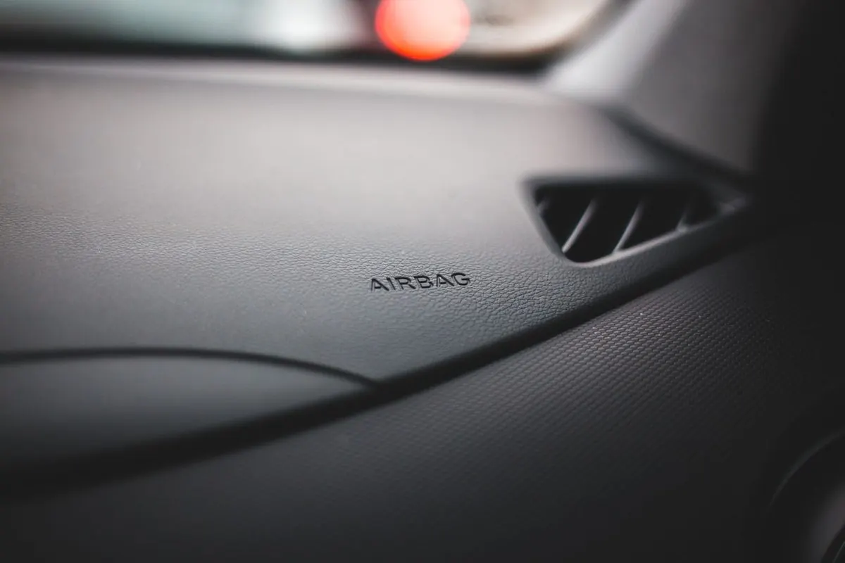Airbag panel on a car dashboard